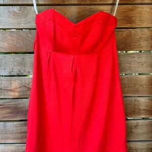 Shoshanna - strapless orange red dress with belt